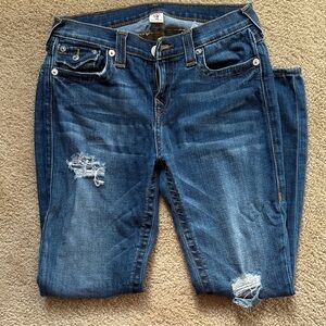 True Religion Women’s Distressed Blue Jeans
